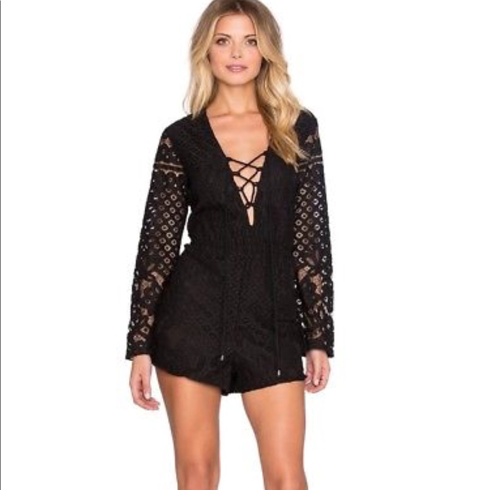 Tularosa black lace up romper